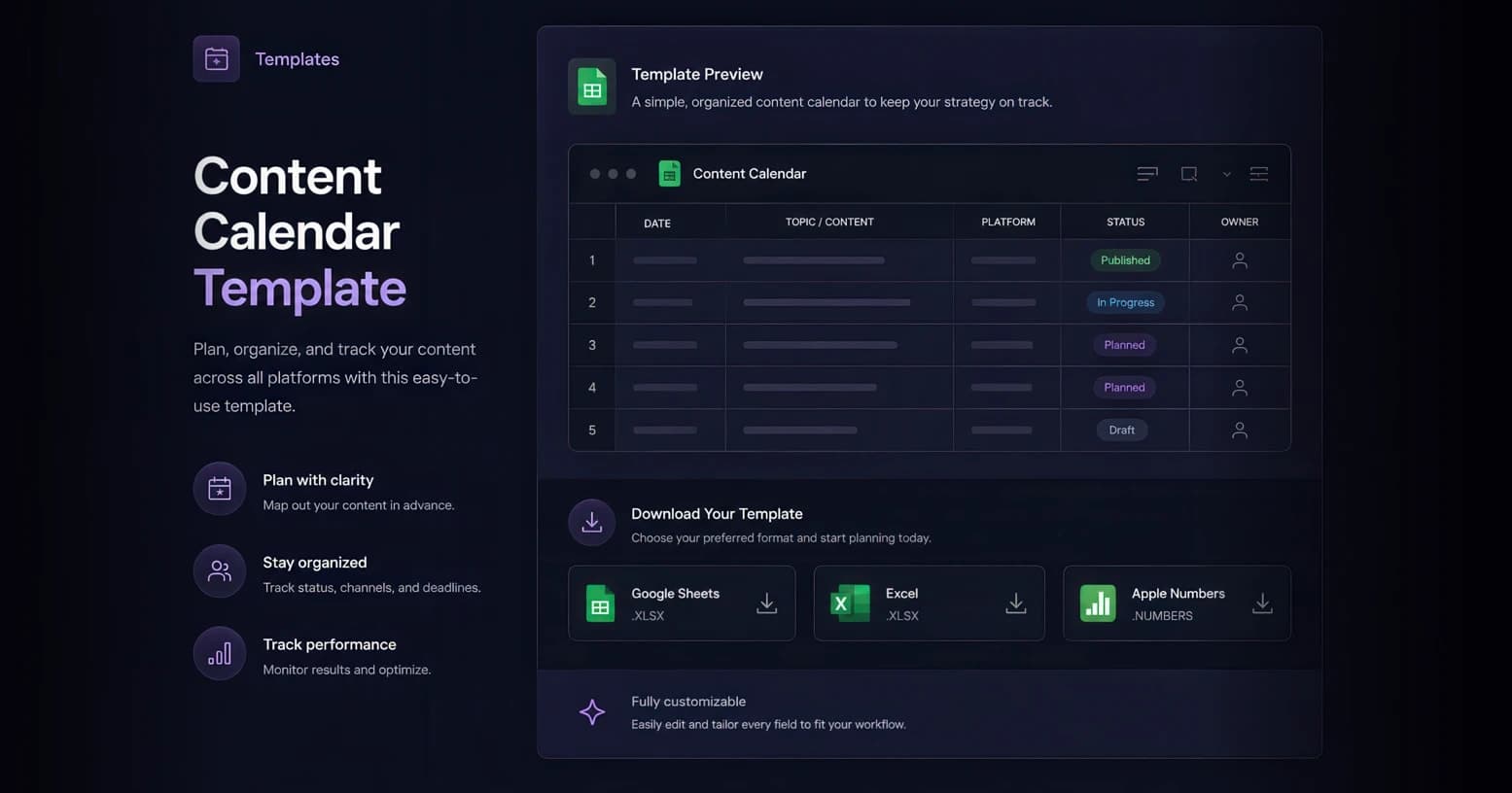 Content Calendar Template